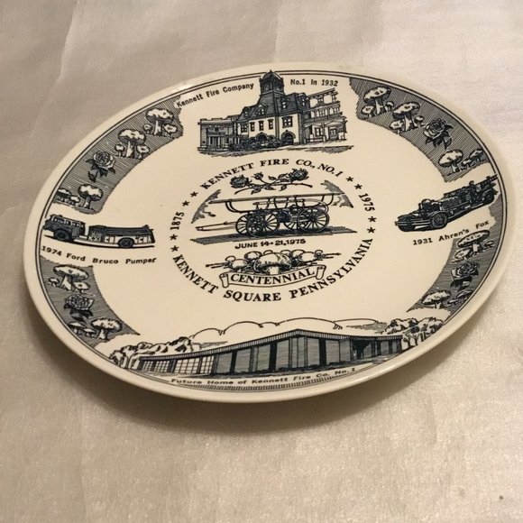 Vintage Kettlesprings Kilns Kennett Fire Company No.1 1875-1975 centennial plate - Picture 6 of 11